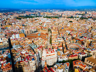 Obraz premium Valencia city aerial panoramic view in Spain