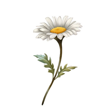 Margerite mit Stamm und Bl&auml;tter, transparenter Hintergrund