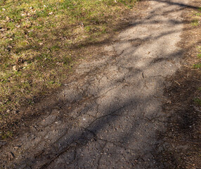 damaged and broken asphalt highway, close-up