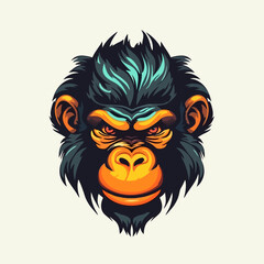 Fototapeta na wymiar Monkey head logo vector - Gorilla Brand Symbol