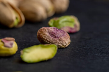 Crispy delicious pistachios with salt without shell
