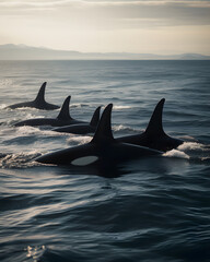 Fototapeta premium A group of killer whales.