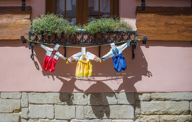 Ukrainian national clothes on the clothes line