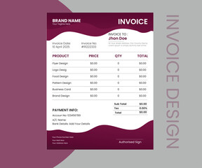 Minimal Corporate Invoice Design Template.