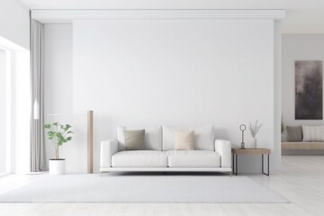 Fototapeta na wymiar interior background lifestyle home concrete wall grey modern cushion living couch lounge floor scandinavian. Generative AI.