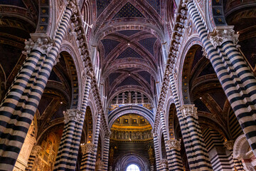 Fototapeta premium Interior view of the Siena Cathedral in Siena, dedicated to the Assumption of Mary, Tuscany, Italy