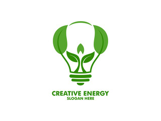 Creative Green energy icon with light bulb, Green concept. Safe idea. Eco concept