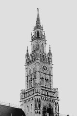 Fototapeta na wymiar Tower of the famous Munich Townhall in the old town of Munich