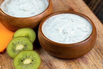 fresh yogurt made from natural ingredients with kiwi