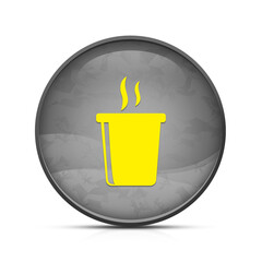 Fast food hot drink icon on classy splash black round button illustration