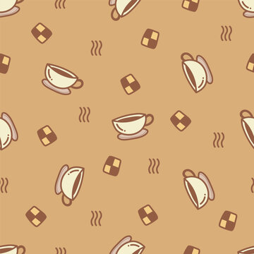 Coffee and biscuit bakery doodle pattern