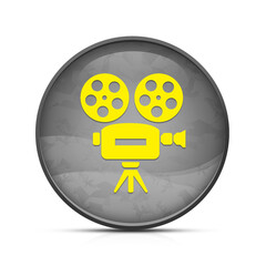 Video camera Help icon on classy splash black round button illustration