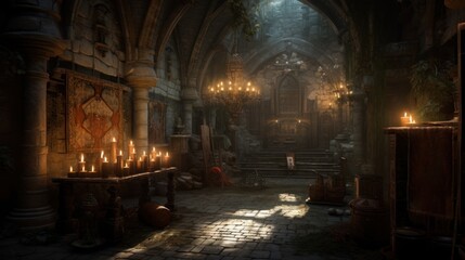 Fototapeta premium Forgotten realms with atmospheric lighting that sets the mood and enhances the sense of exploration