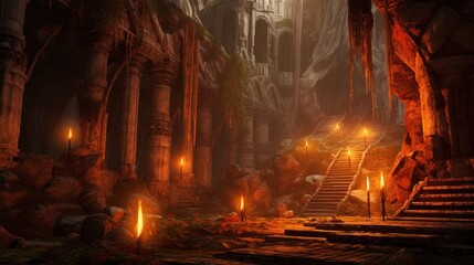 Forgotten realms with atmospheric lighting that sets the mood and enhances the sense of exploration