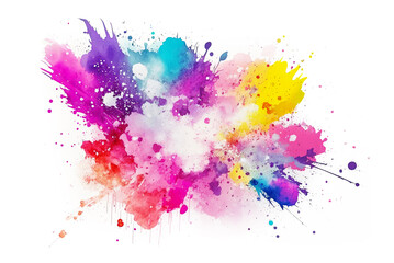 Colorful Watercolor Splash isolated on white background. AI generative
