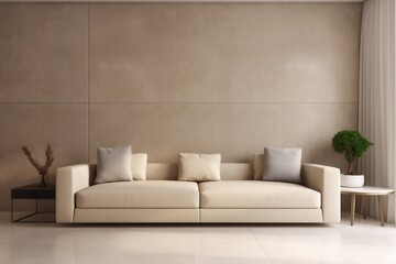 interior background beige architecture living room white decor lifestyle room home. Generative AI.