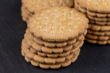 fresh crunchy cookies with chocolate filling