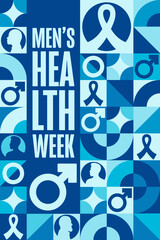 Men’s Health Week. Holiday concept. Template for background, banner, card, poster with text inscription. Vector EPS10 illustration.