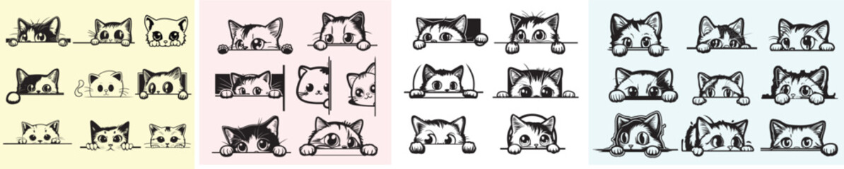 Peeking Cat Bundle, Black cat Clipart, Peeking cat clipart, Cute Peeping Cat