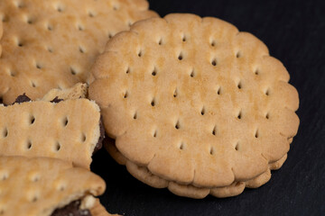 fresh crunchy cookies with chocolate filling