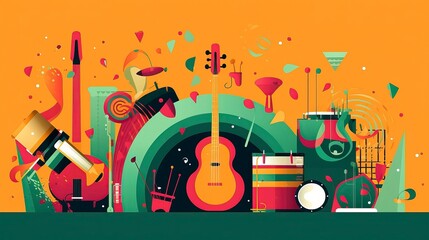 An illustration of instruments for world music day. Generative AI