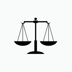 Scales of Justice Icon. Lawyer Emblem, Attorney Illustration. Applied as Simple Symbol for Design and Websites. Logo Template - Vector.     