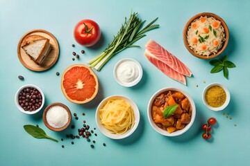 top view of beautiful fas food items generative AI