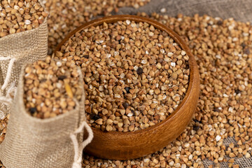 Poorly cleaned buckwheat groats for cooking porridge