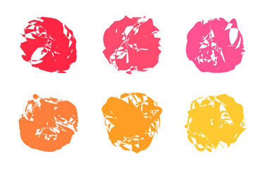 Grunge style colorful stains set. PNG illustration.
