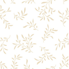 Floral seamless pattern. Branch with leaves ornamental texture. Flourish nature summer garden textured background