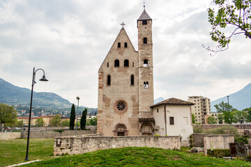 Fototapeta na wymiar View of the church of Sant'Apollinare in Trento, Trentino Alto Adige, Italy