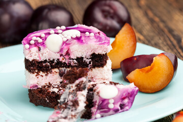 Delicious puff pastry with chocolate biscuits and berry flavor