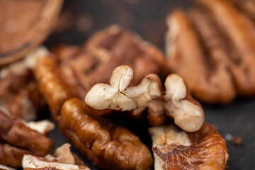 fresh crop of pecans on the surface