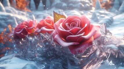Generative AI. Roses and ice

