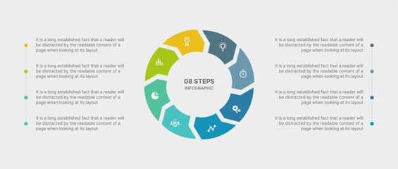 Circle Infographic Template Design Element With 8 Steps or Options