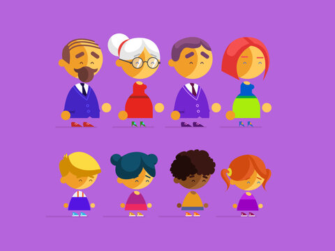 Teachers and students vector set