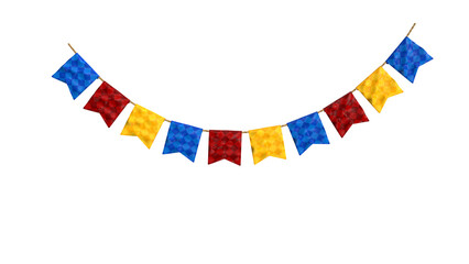 colorful festa junina flags for composition - obrazy, fototapety, plakaty