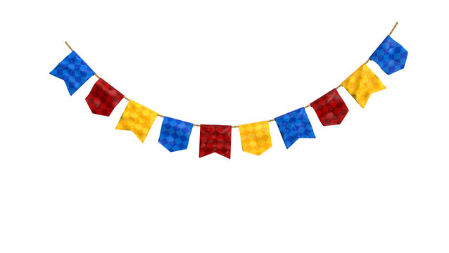 colorful festa junina flags for composition