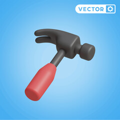 hammer 3D vector icon set, on a blue background