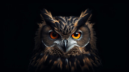 Beautiful owls face captured in high resolution photo. Generative AI