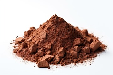 Brown Chocolate Powder on White Background. Isolated. Generative AI illustrations.