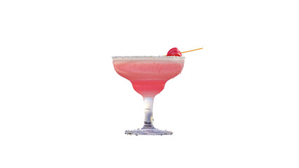 pink cocktail with cherry 3D rendering