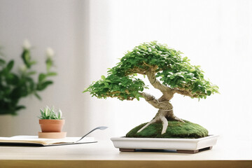 Art of Bonsai Unveiled: Beginner's Guide with Stunning White Photograph of Ficus Bonsai