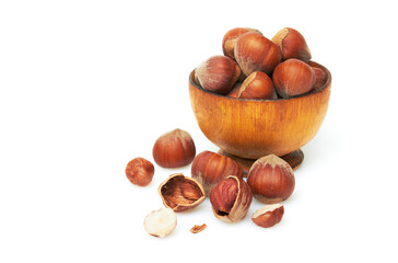 Hazelnut on a white background