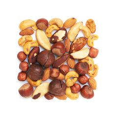 Pattern of nuts mix isolated on white