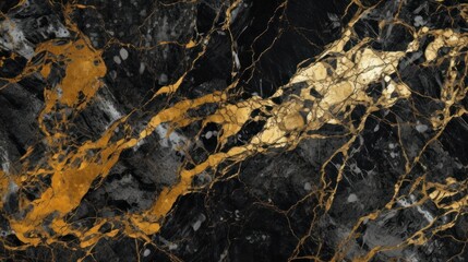 Fototapeta na wymiar Gold and black marble stone textured background wallpaper. Generative AI