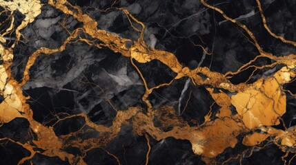 Gold and black orange marble stone textured background wallpaper. Generative AI