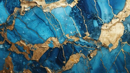 Fototapeta na wymiar Gold and blue marble granite quartz stone textured background wallpaper. Generative AI