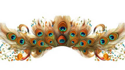 Fototapeta premium peacock feather isolated on white. Generative AI