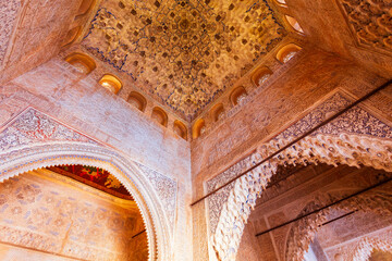 The Alhambra Palace interior in Granada, Spain